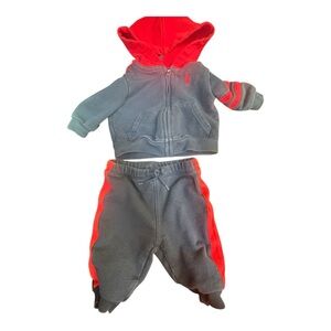 Ralph Lauren Kids Gray and Red Jogger Set